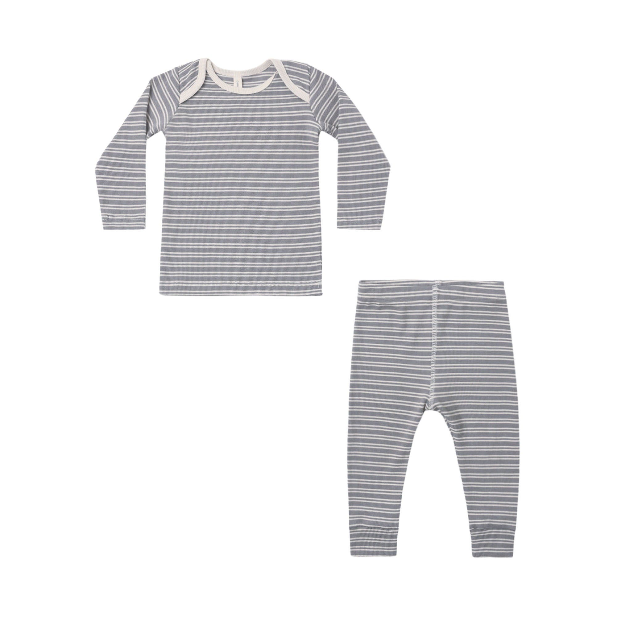 PRE-ORDER - Ribbed Tee + Legging Set - Slate Microstripe