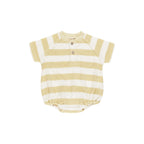 Terry Henley Romper - Yellow Stripe