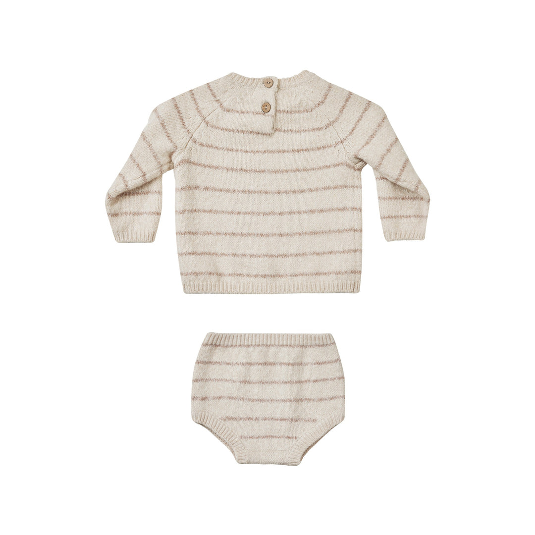 Quincy Mae Bailey Knit Set - Heathered Oat Stripe