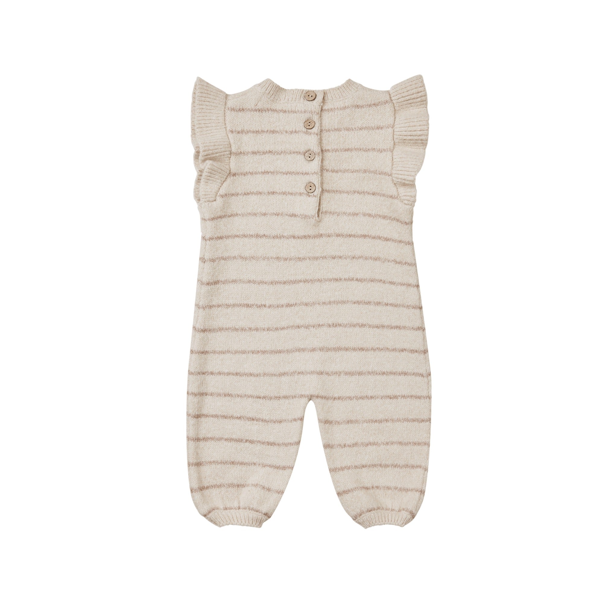 Quincy Mae Mira Knit Romper - Heathered Oat Stripe