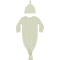 Knotted Baby Gown + Hat Set - Apples