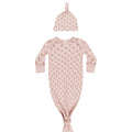 Knotted Baby Gown + Hat Set - Roses