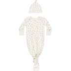 Knotted Baby Gown + Hat Set - Fleur