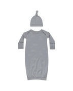 Knotted Baby Gown + Hat Set - Blue Pinstripe