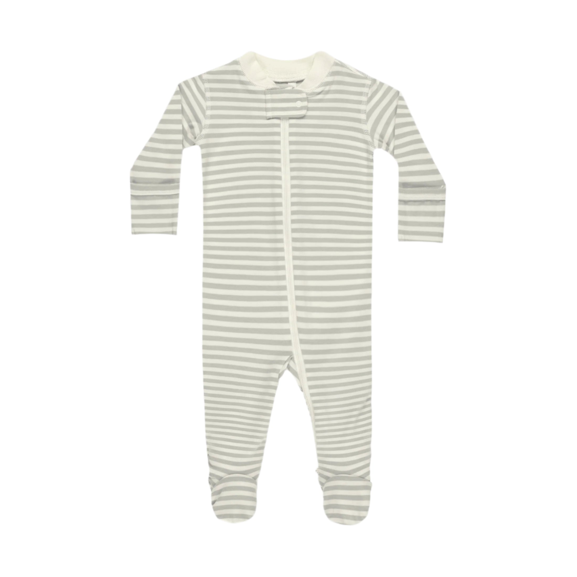 Quincy Mae Zip Long Sleeve Sleeper Footie - Sage Stripe