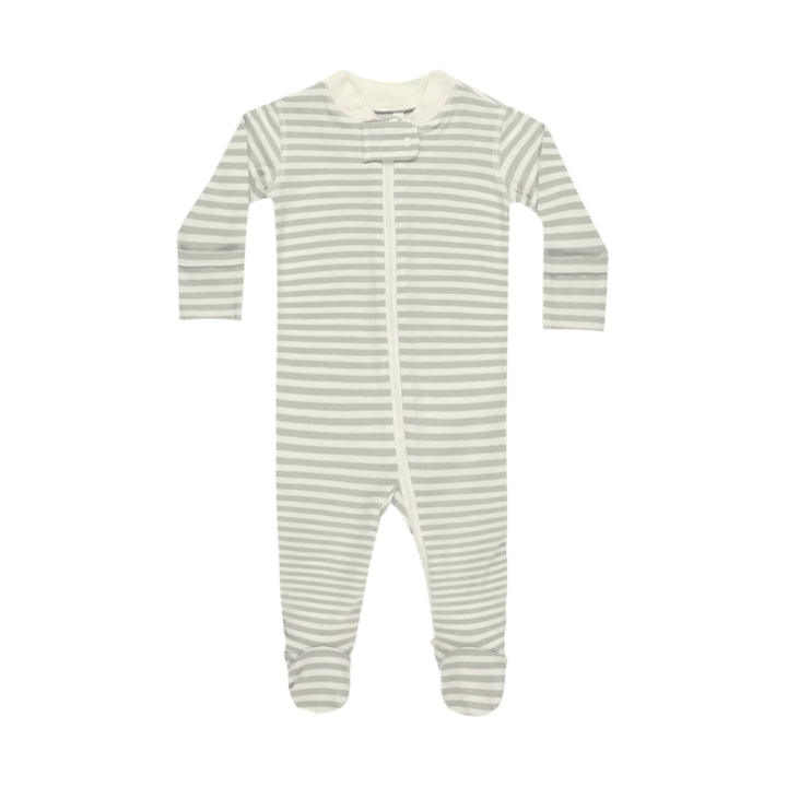 Quincy Mae Zip Long Sleeve Sleeper Footie - Sage Stripe