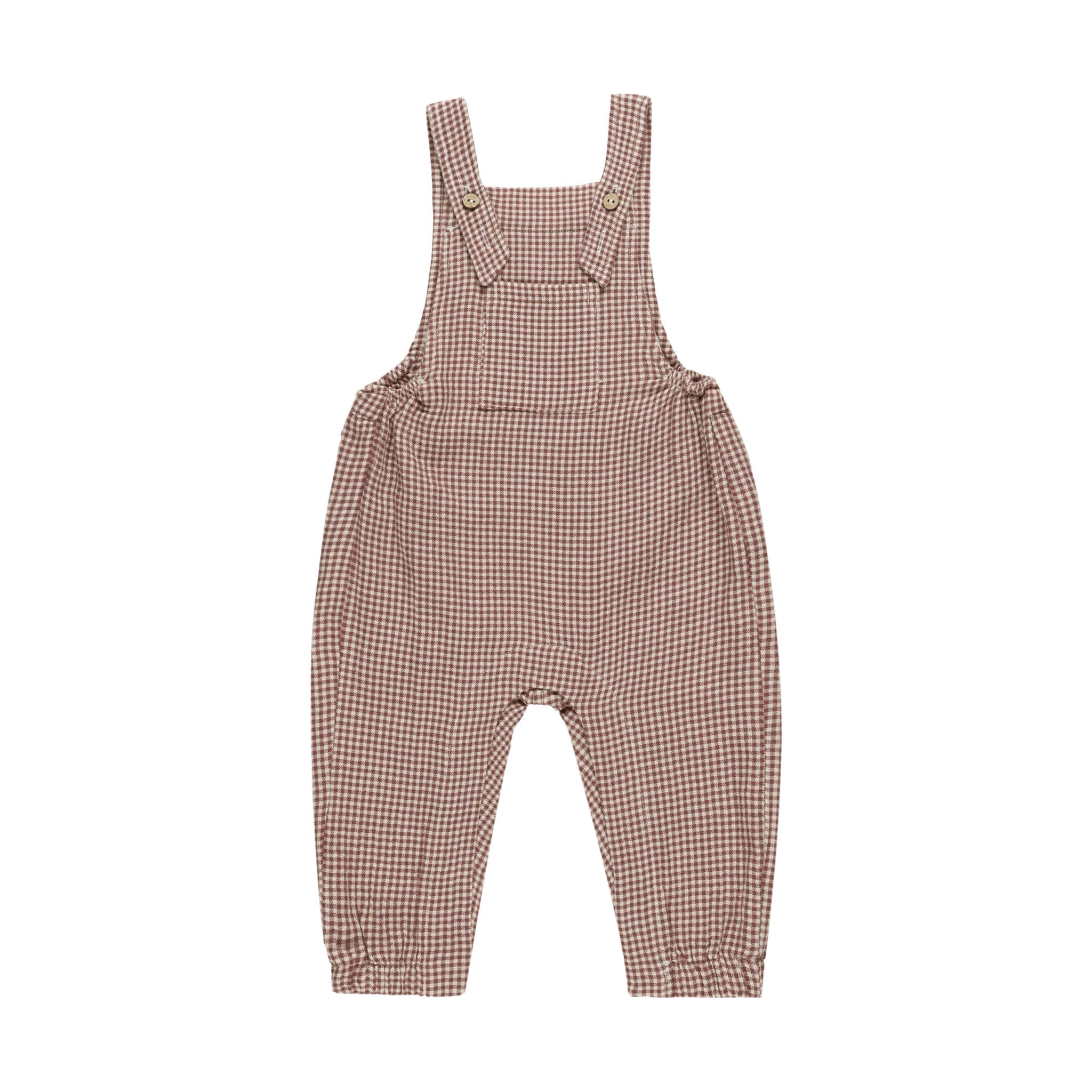 Quincy Mae Baby Overall - Plum Gingham