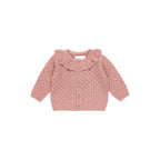 Ruffle Collar Cardigan - Lipstick