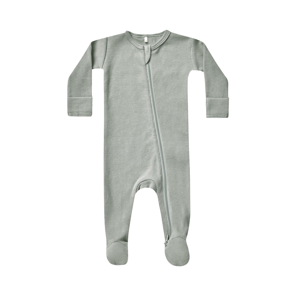 Quincy Mae Waffle Zip Footie - Sky