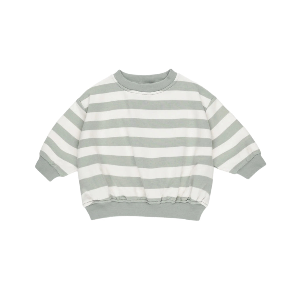 Quincy Mae Relaxed Sweatshirt - Sage Stripe