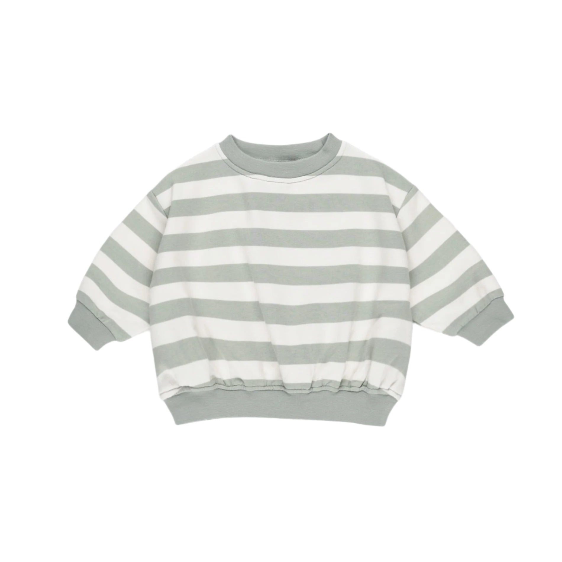 Quincy Mae Relaxed Sweatshirt - Sage Stripe