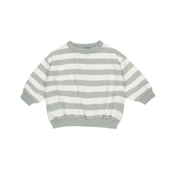Quincy Mae Relaxed Sweatshirt - Sage Stripe