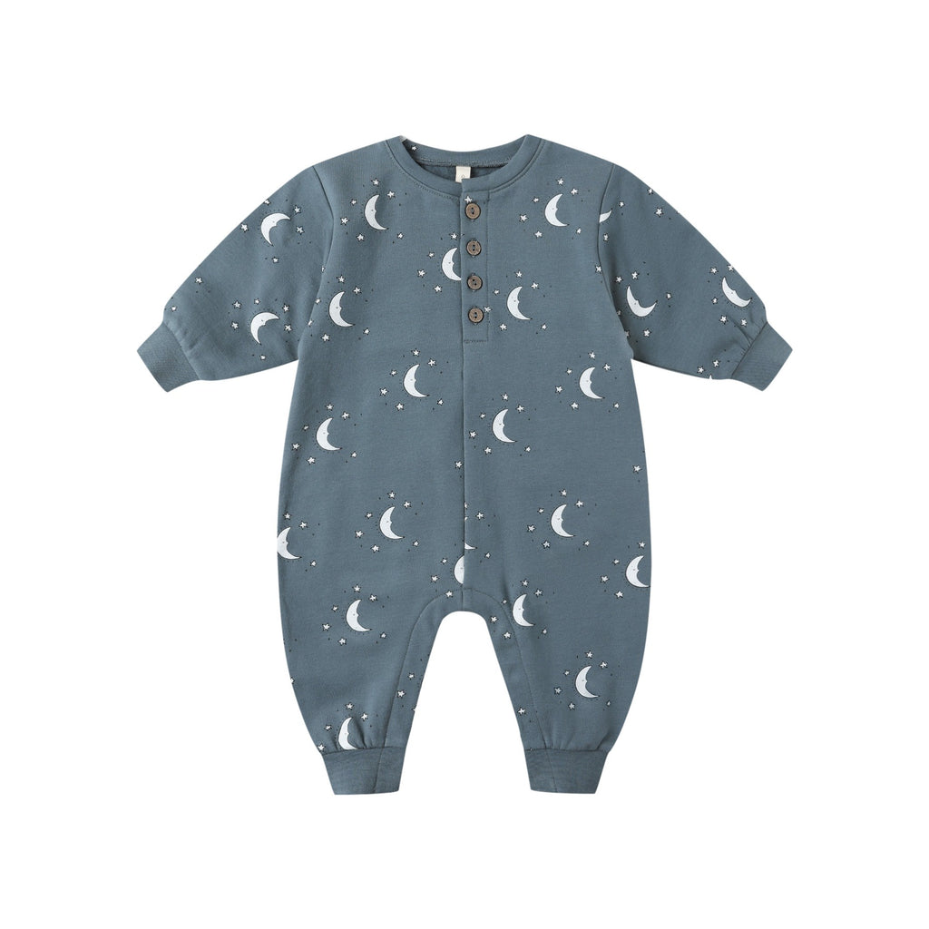 Quincy Mae Relaxed Fleece Jumpsuit - Silver Moons