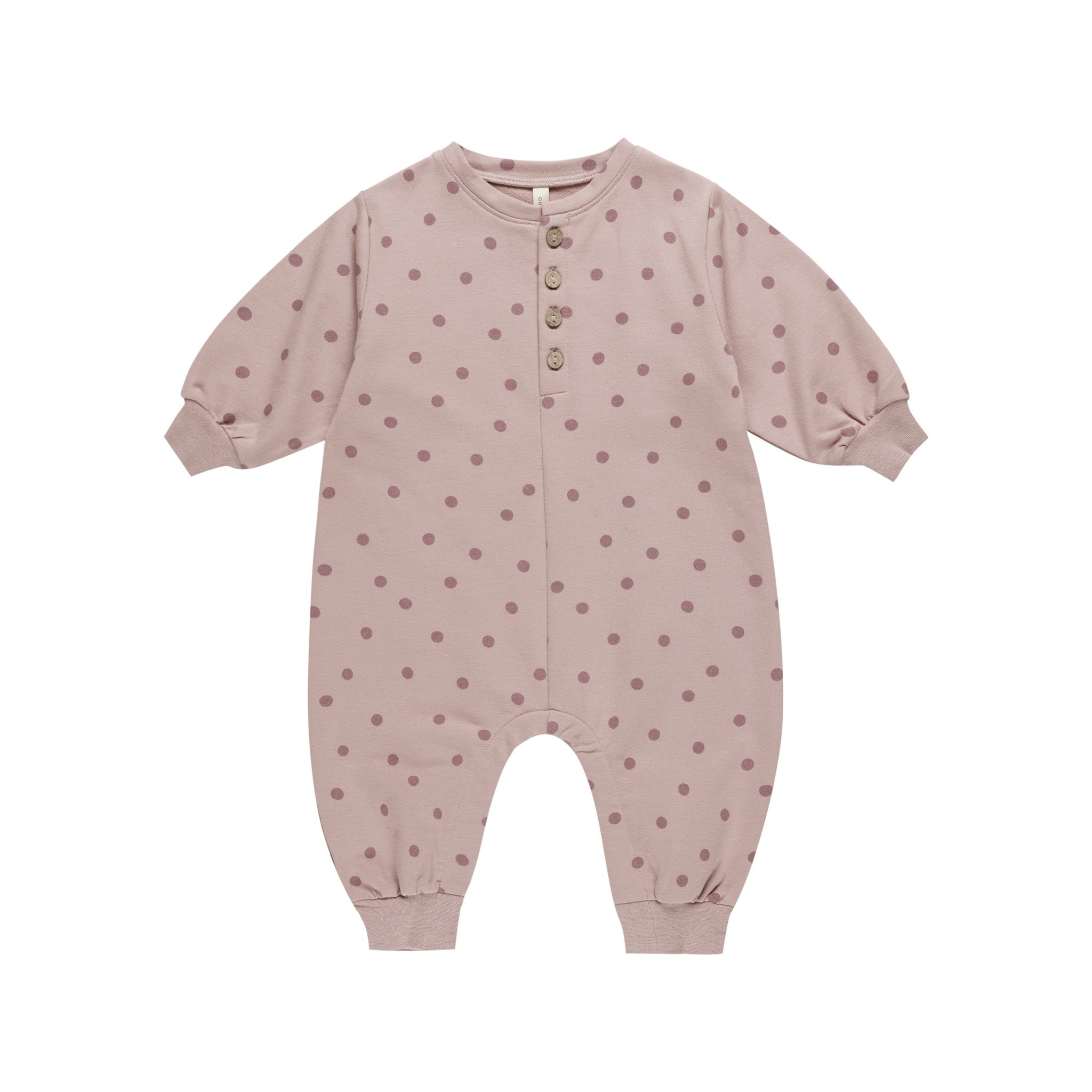 Quincy Mae Relaxed Fleece Jumpsuit - Polka Dots