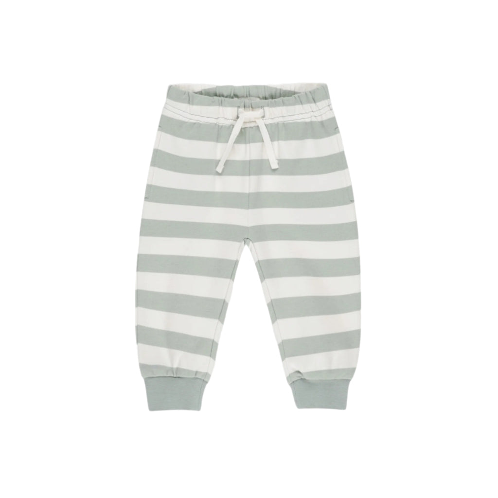 Quincy Mae Relaxed Sweatpant - Sage Stripe