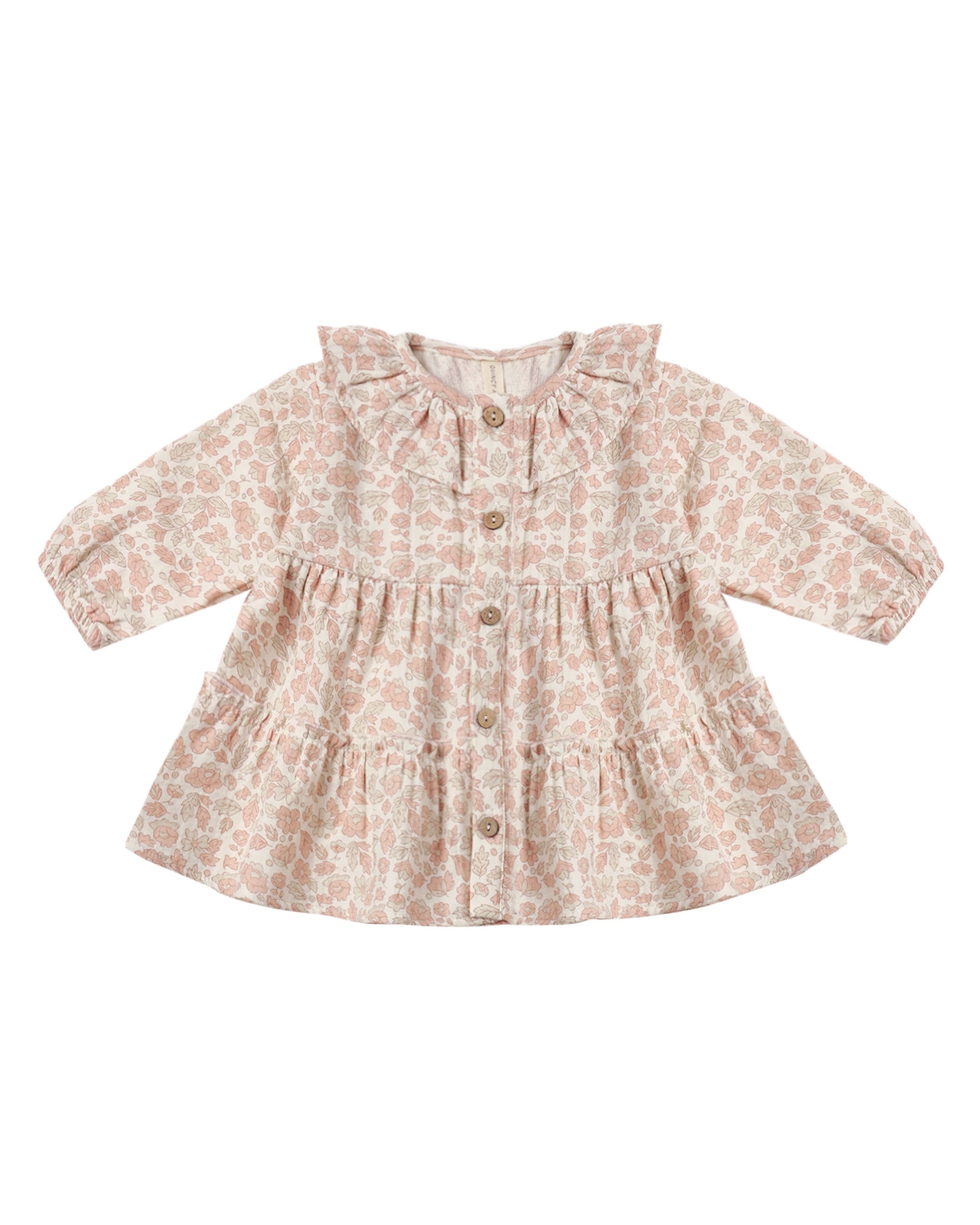 PRE-ORDER - Ruffle Collar Button Dress - Pink Blossom