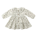 Ruffle Collar Button Dress - Green Floral