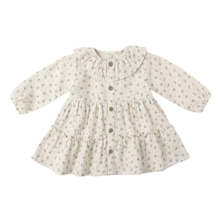 PRE-ORDER Quincy Mae Ruffle Collar Button Dress || Bluebell