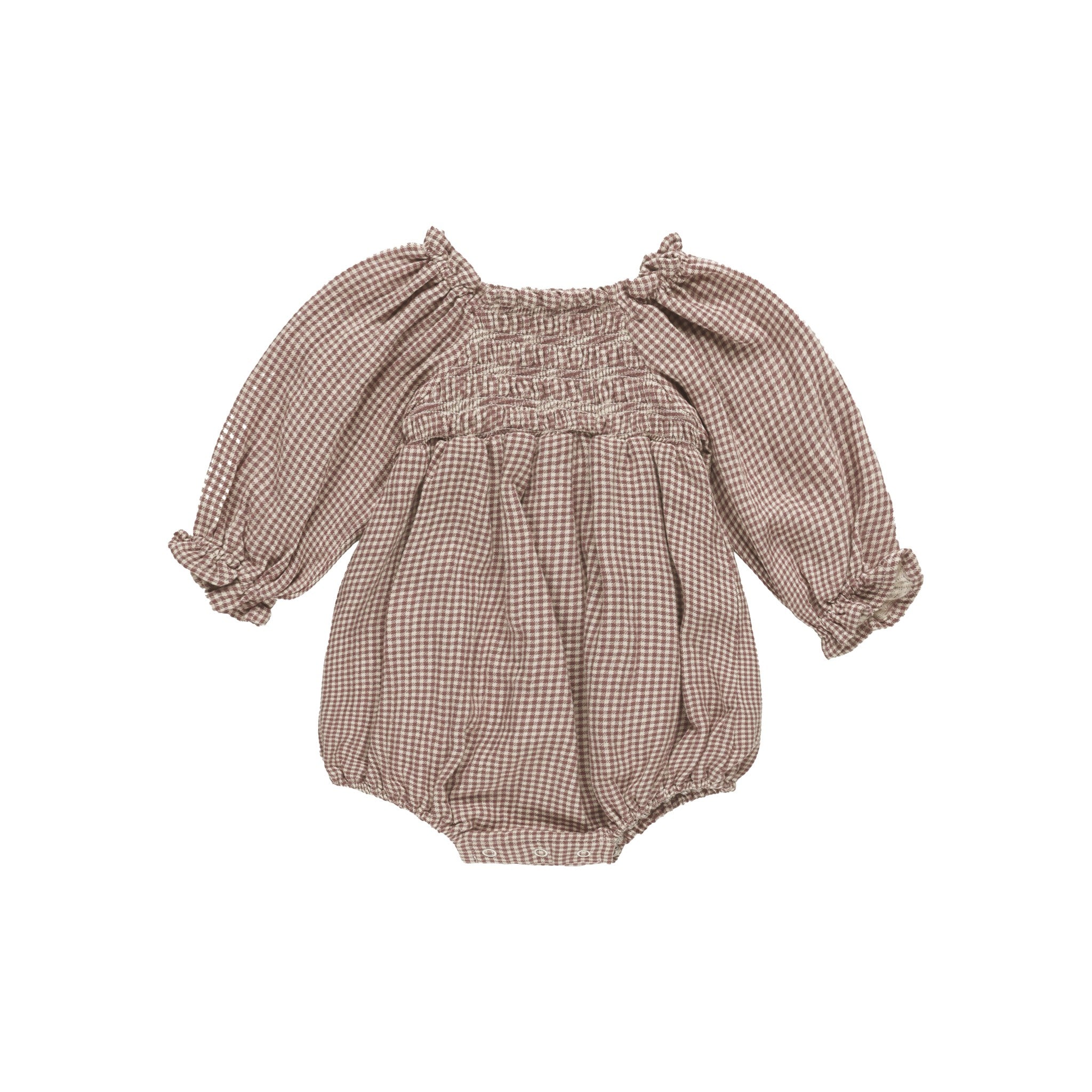 Quincy Mae Eden Romper - Plum Gingham
