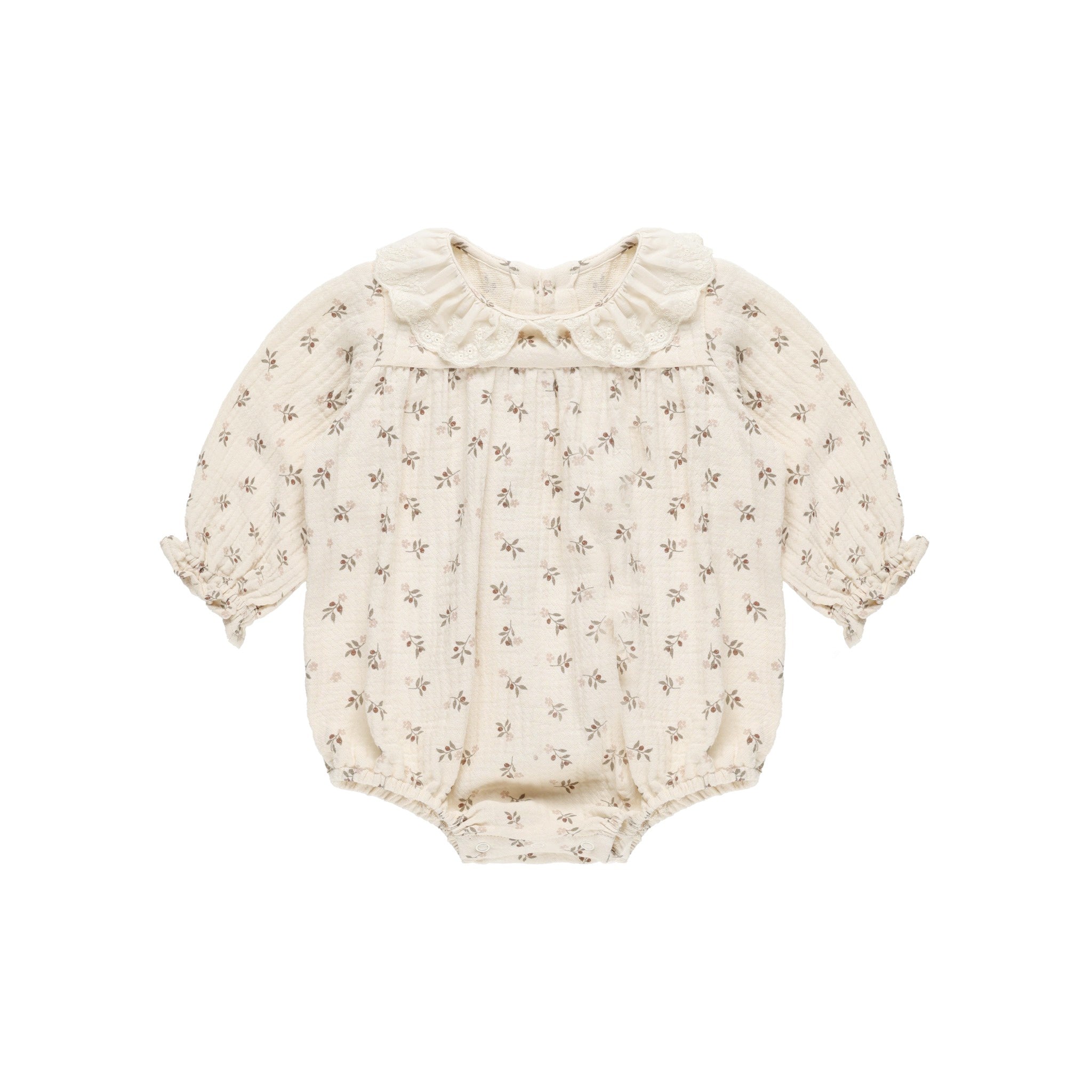 Collared Bubble Romper - Holly Berry