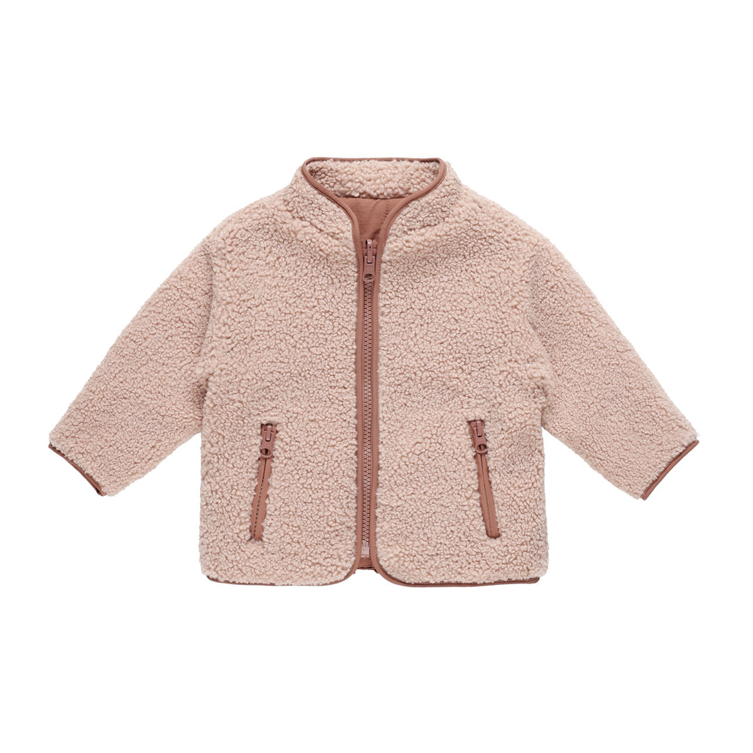 Quincy Mae Shearling Zip Jacket - Blush