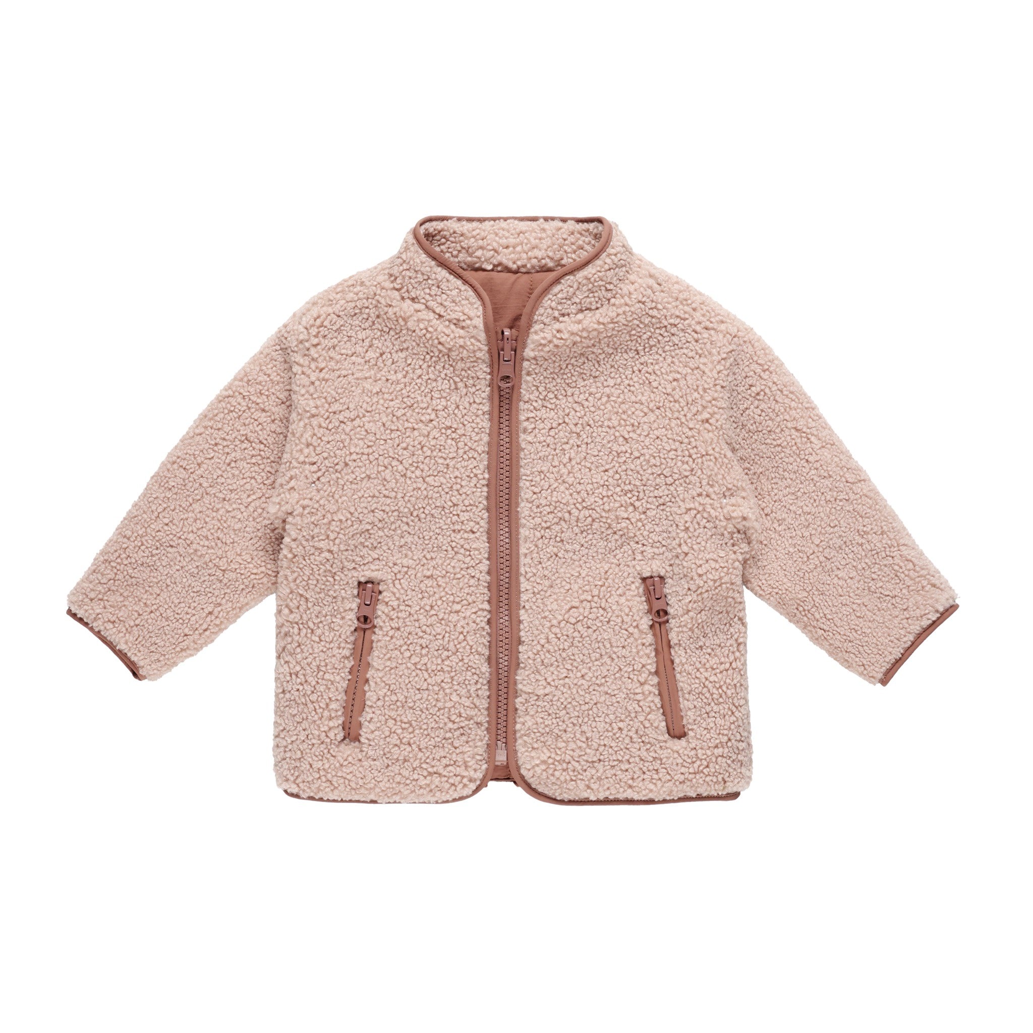 Quincy Mae Shearling Zip Jacket - Blush