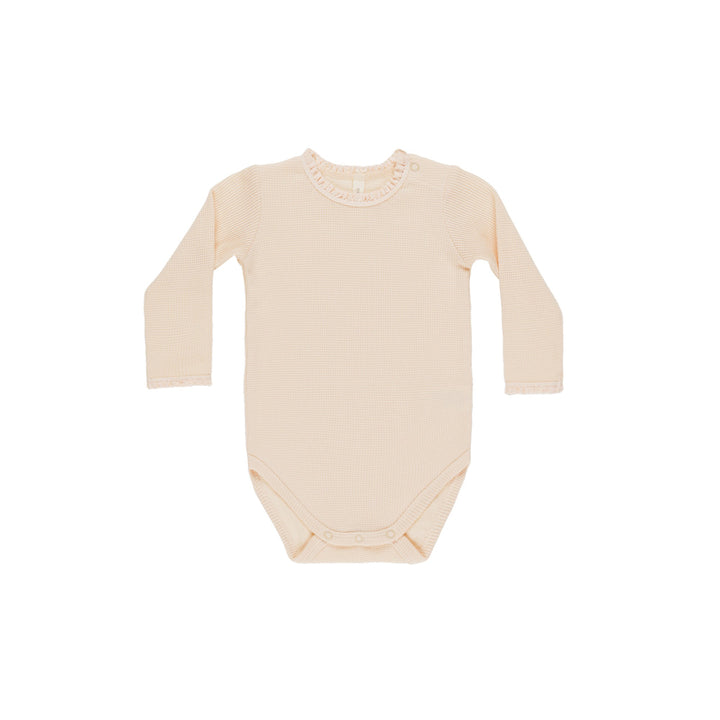Quincy Mae Waffle Long Sleeve Bodysuit - Antique