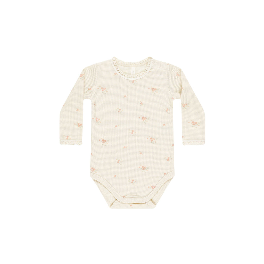 Quincy Mae Waffle Long Sleeve Bodysuit - Vintage Rose