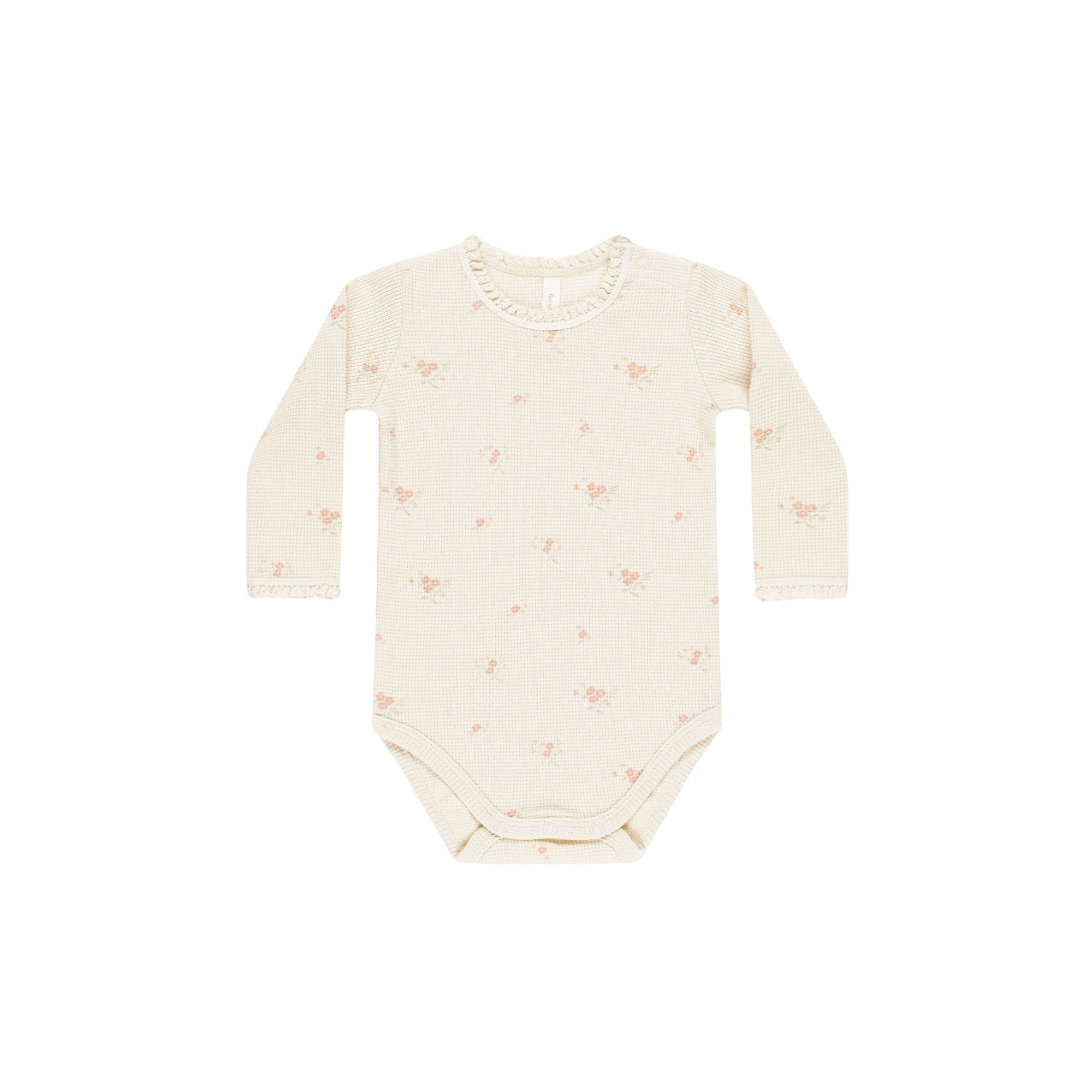 Quincy Mae Waffle Long Sleeve Bodysuit - Vintage Rose
