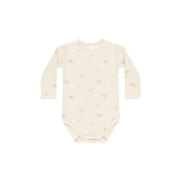 Quincy Mae Waffle Long Sleeve Bodysuit - Vintage Rose