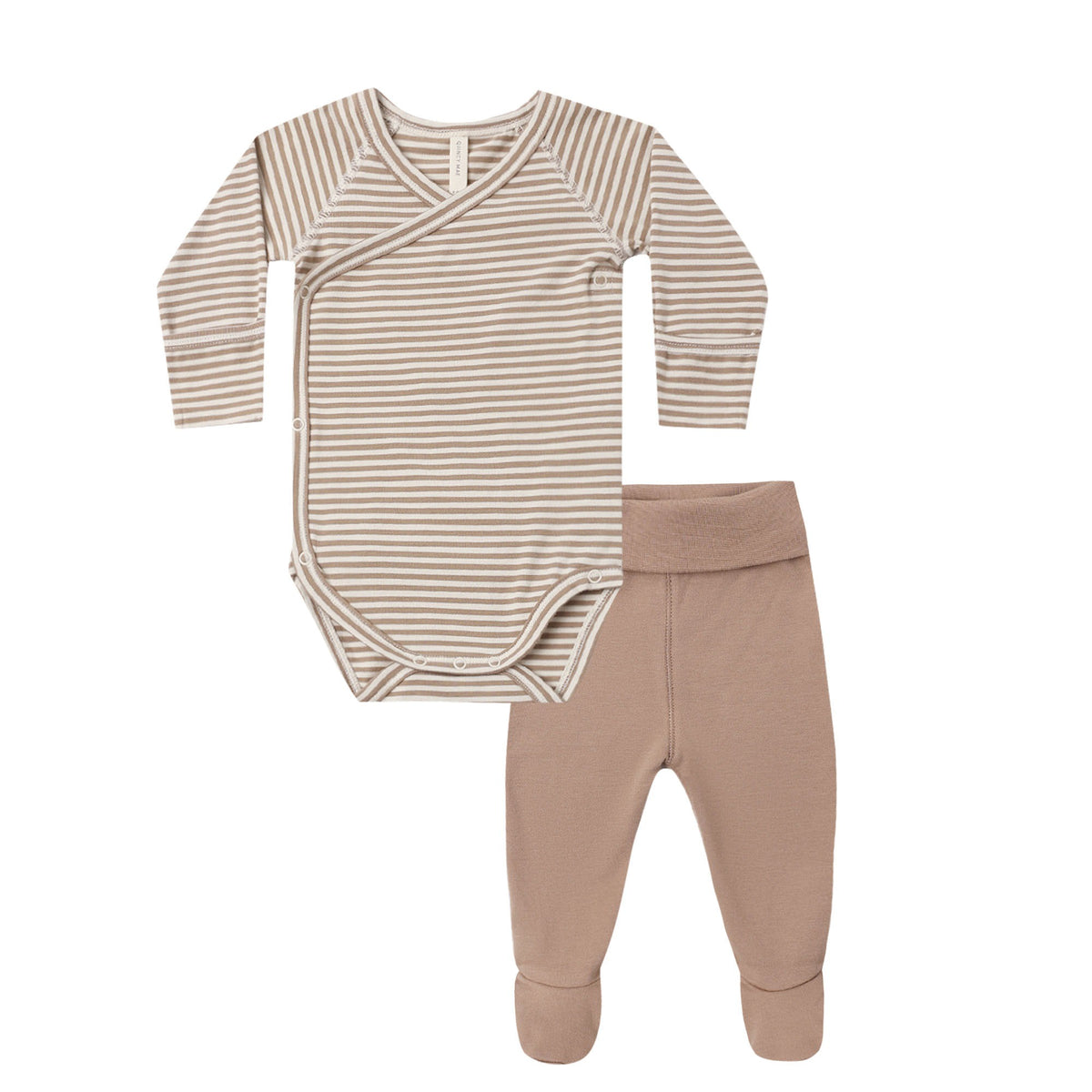 Side Snap Bodysuit + Pant Set - Almond Stripe