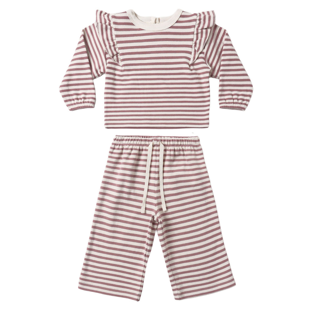 PRE-ORDER - Ruffle Cozy Set - Mulberry Stripe