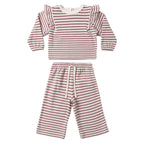 PRE-ORDER - Ruffle Cozy Set - Mulberry Stripe