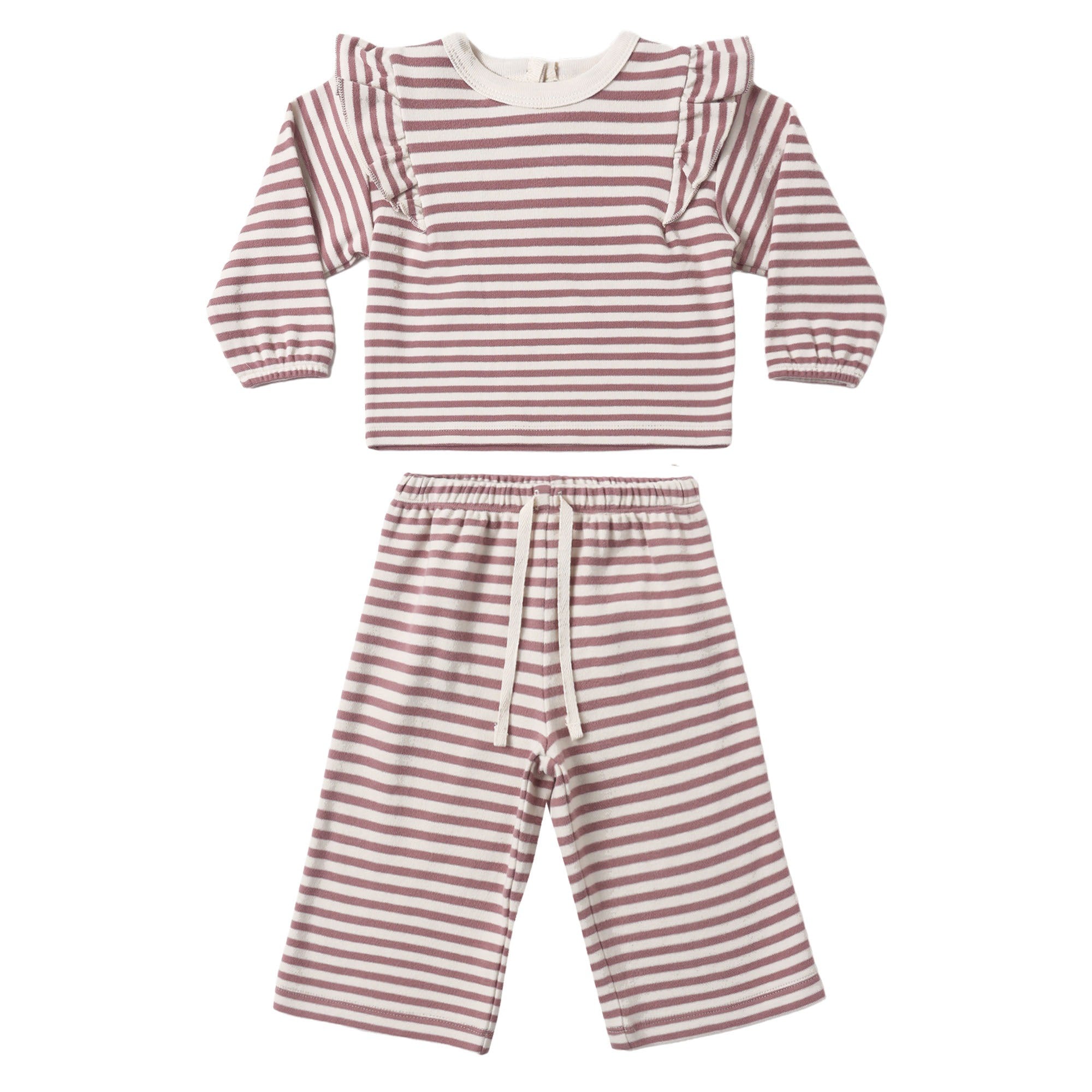 PRE-ORDER - Ruffle Cozy Set - Mulberry Stripe