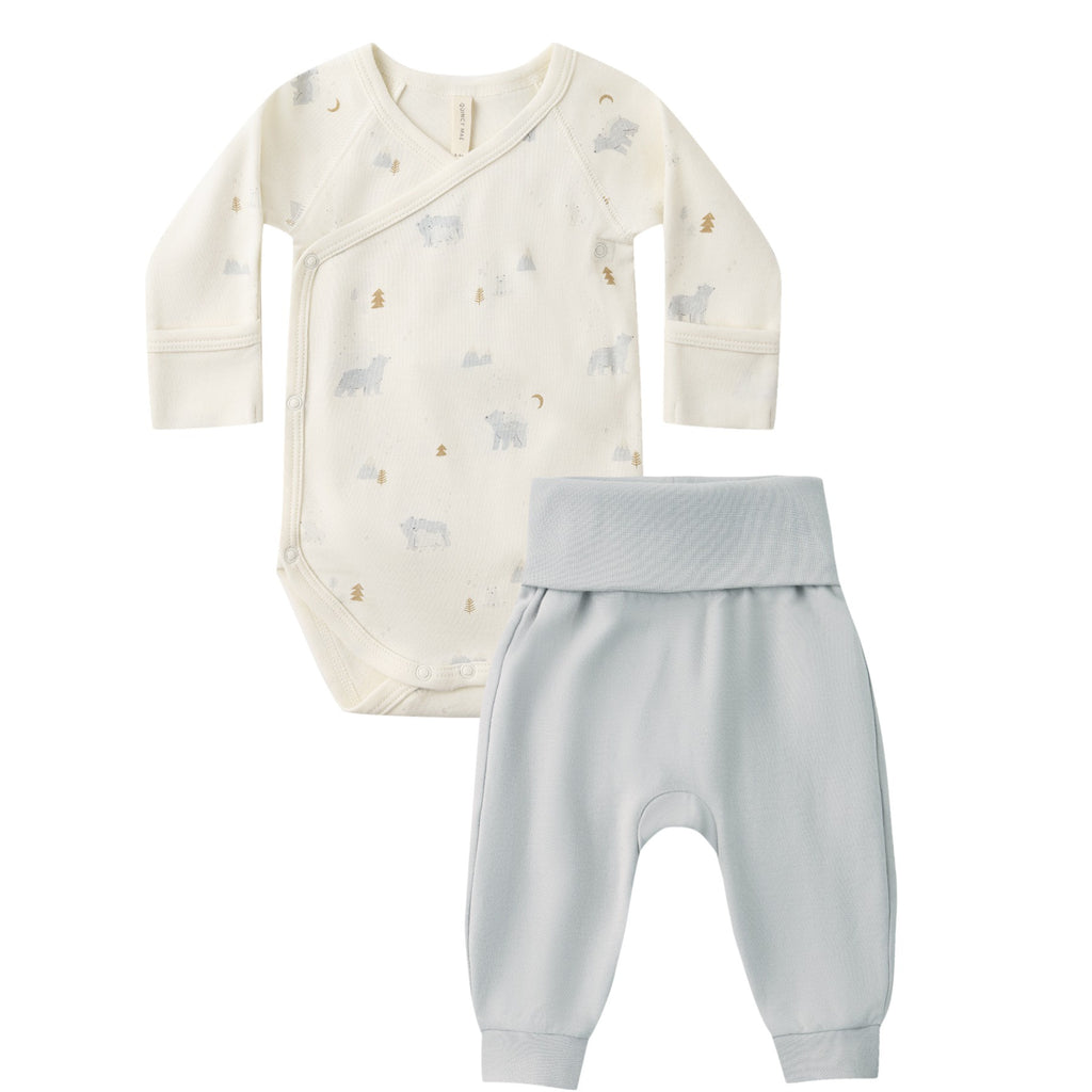 Quincy Mae Side Snap Bodysuit + Pant Set - Polar Bears