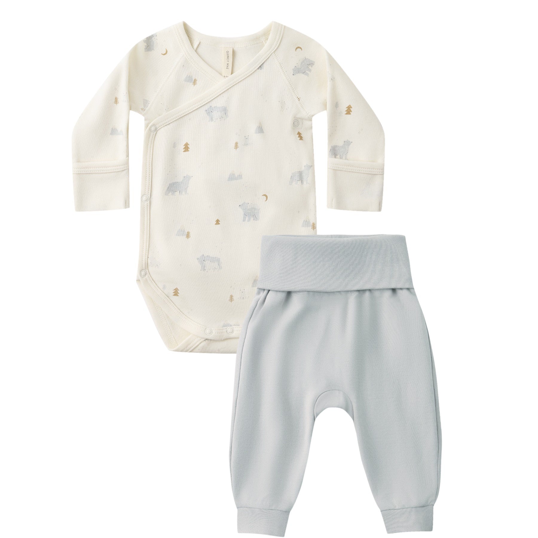 Quincy Mae Side Snap Bodysuit + Pant Set - Polar Bears