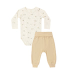 Side Snap Bodysuit + Pant Set Pears