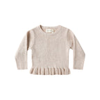 Rib Knit Peplum Top - Heathered Oatmeal