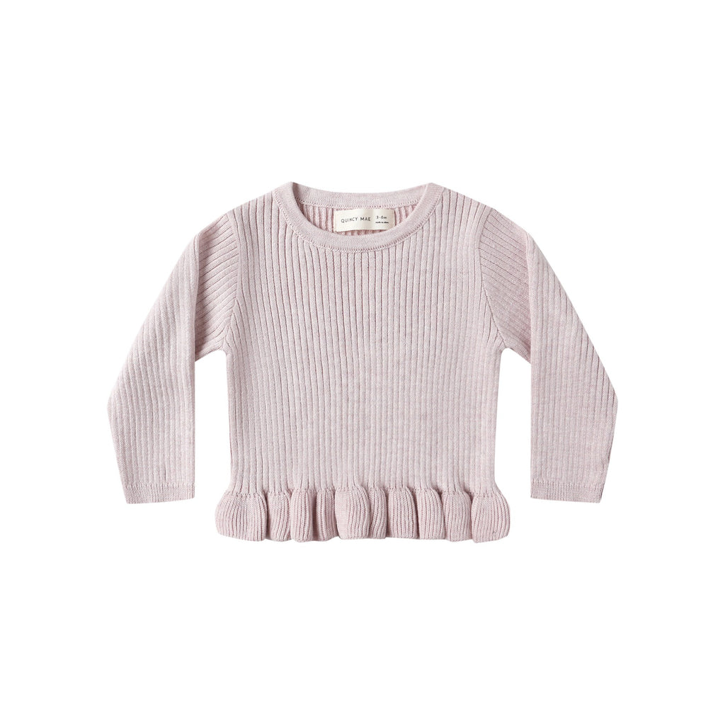 Quincy Mae Rib Knit Peplum Top - Lilac