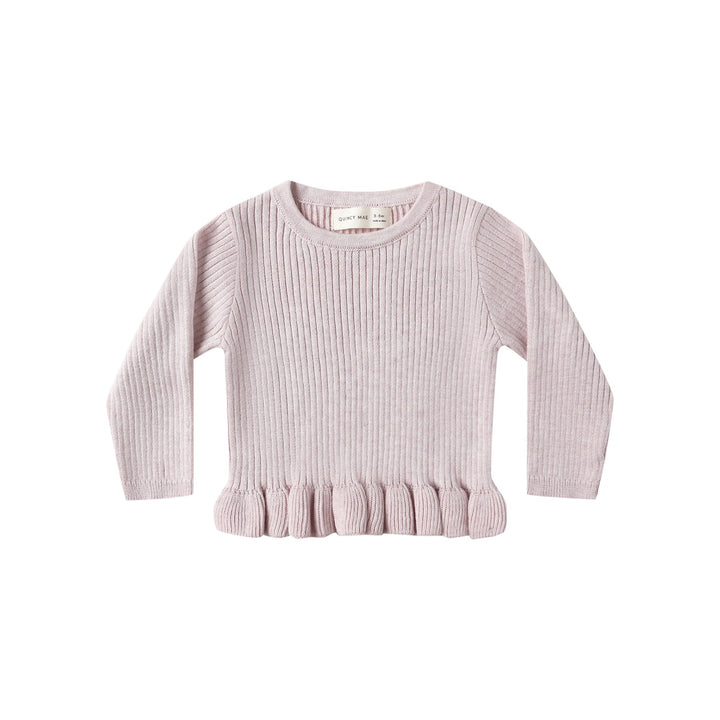 PRE-ORDER Quincy Mae Rib Knit Peplum Top - Lilac