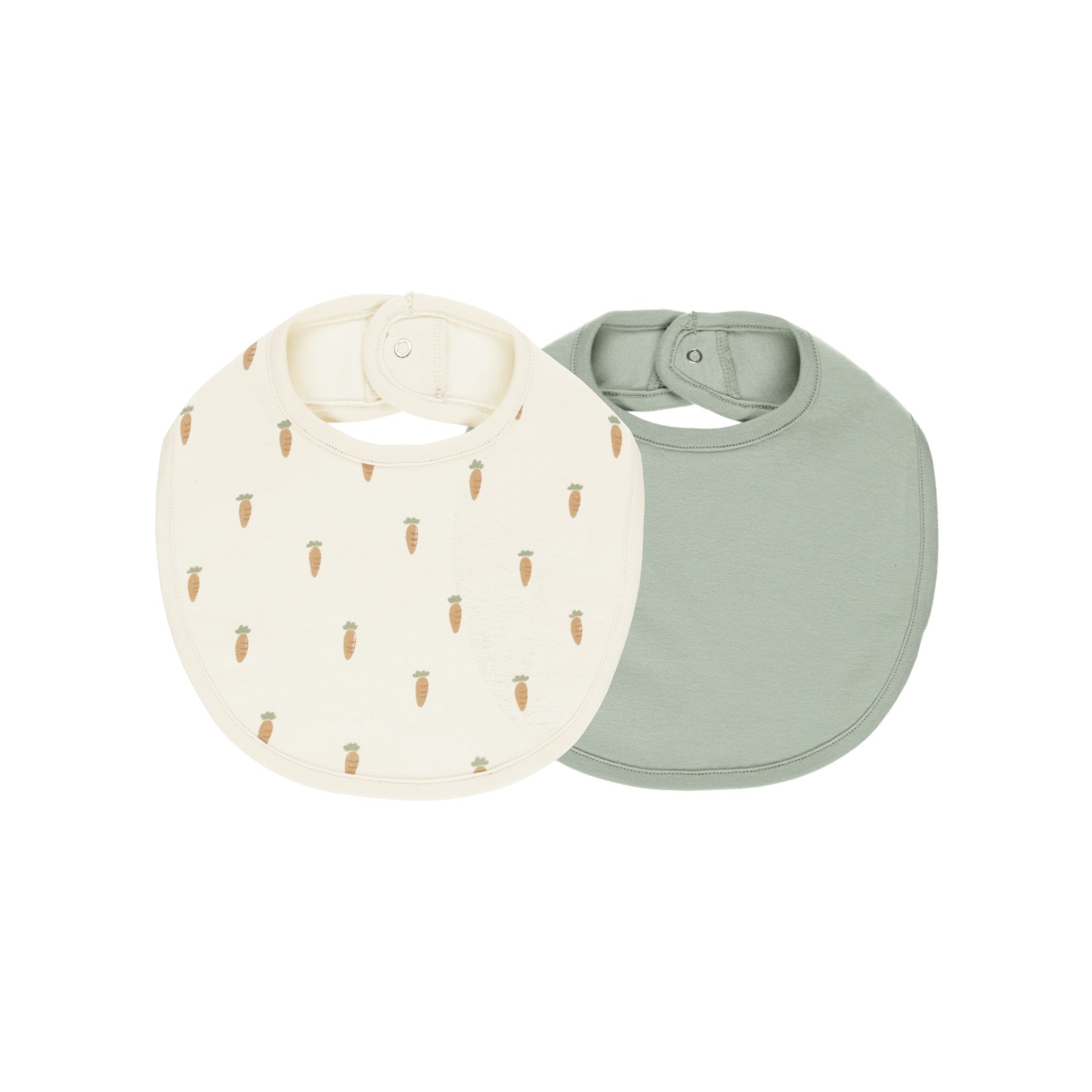 Quincy Mae Jersey Snap Bib, 2 Pack - Carrots, Sage