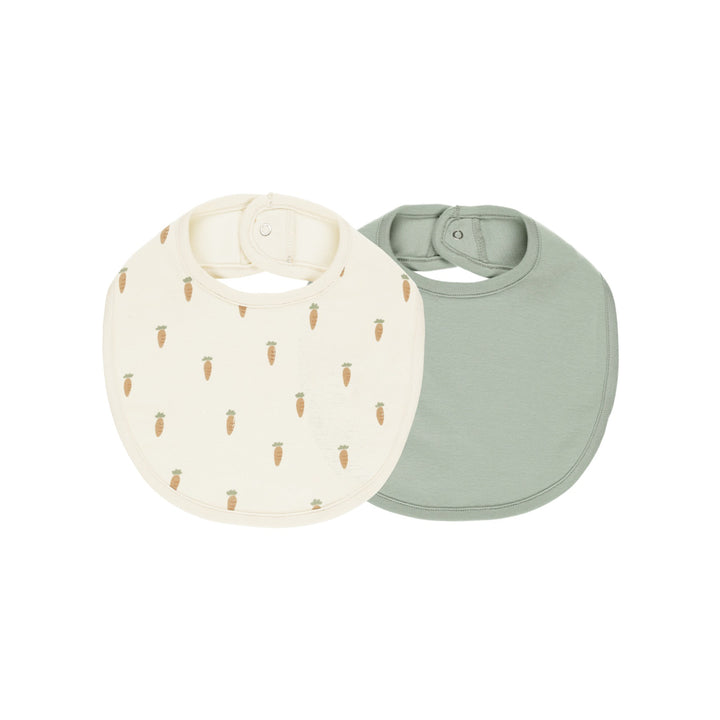 Quincy Mae Jersey Snap Bib, 2 Pack - Carrots, Sage