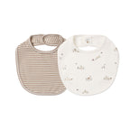 PRE-ORDER - Jersey Snap Bib 2Pk - Bunnies/Almond Stripe