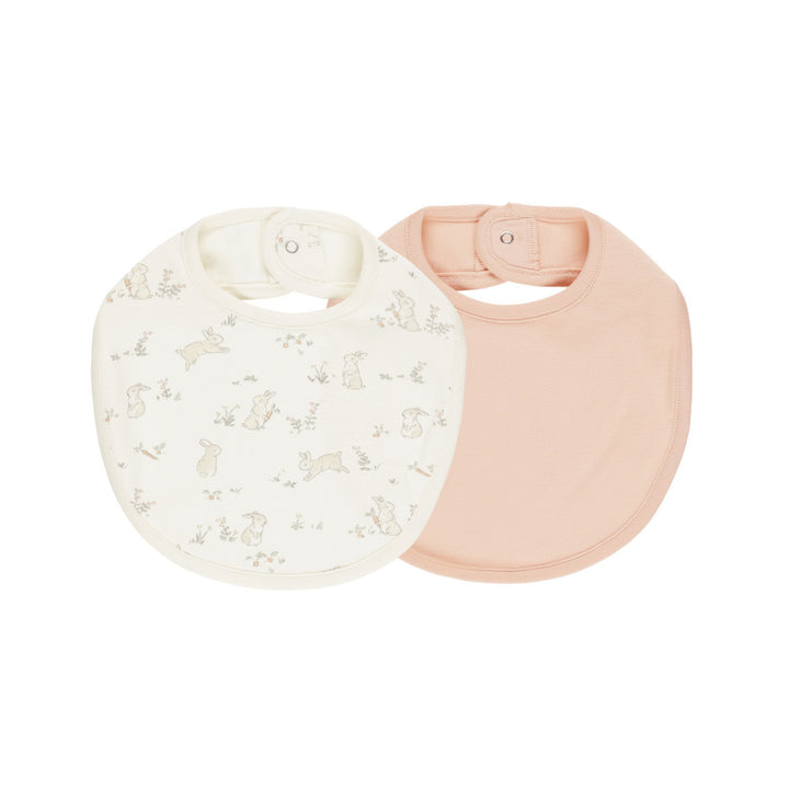 Quincy Mae Jersey Snap Bib, 2 Pack - Bunnies, Melon