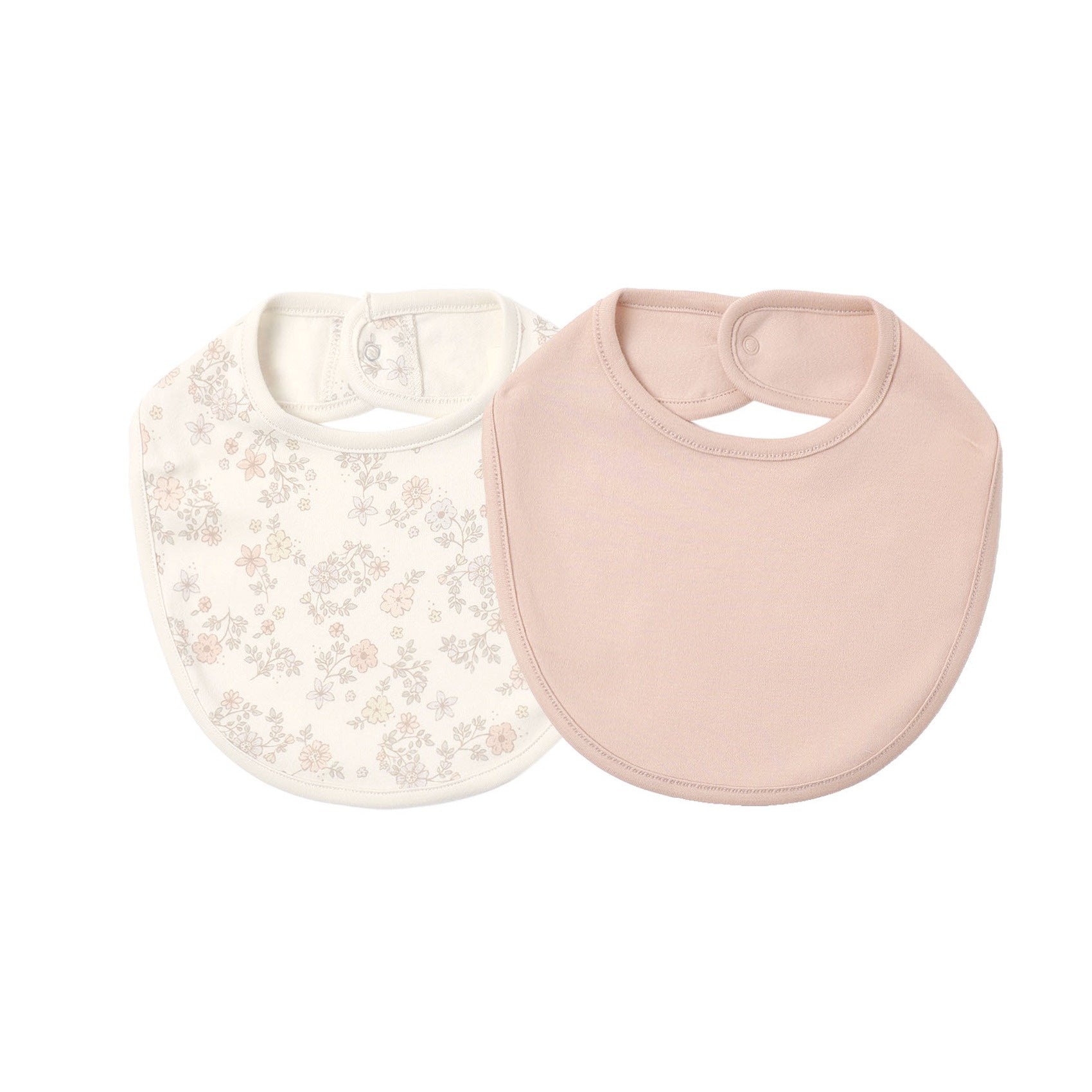 PRE-ORDER - Jersey Snap Bib 2Pk - Floral Vine/Dusty Rose