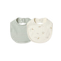 Jersey Snap Bib, 2 Pack - Fox Land, Fern Stripe