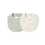 Jersey Snap Bib, 2 Pack - Fox Land, Fern Stripe