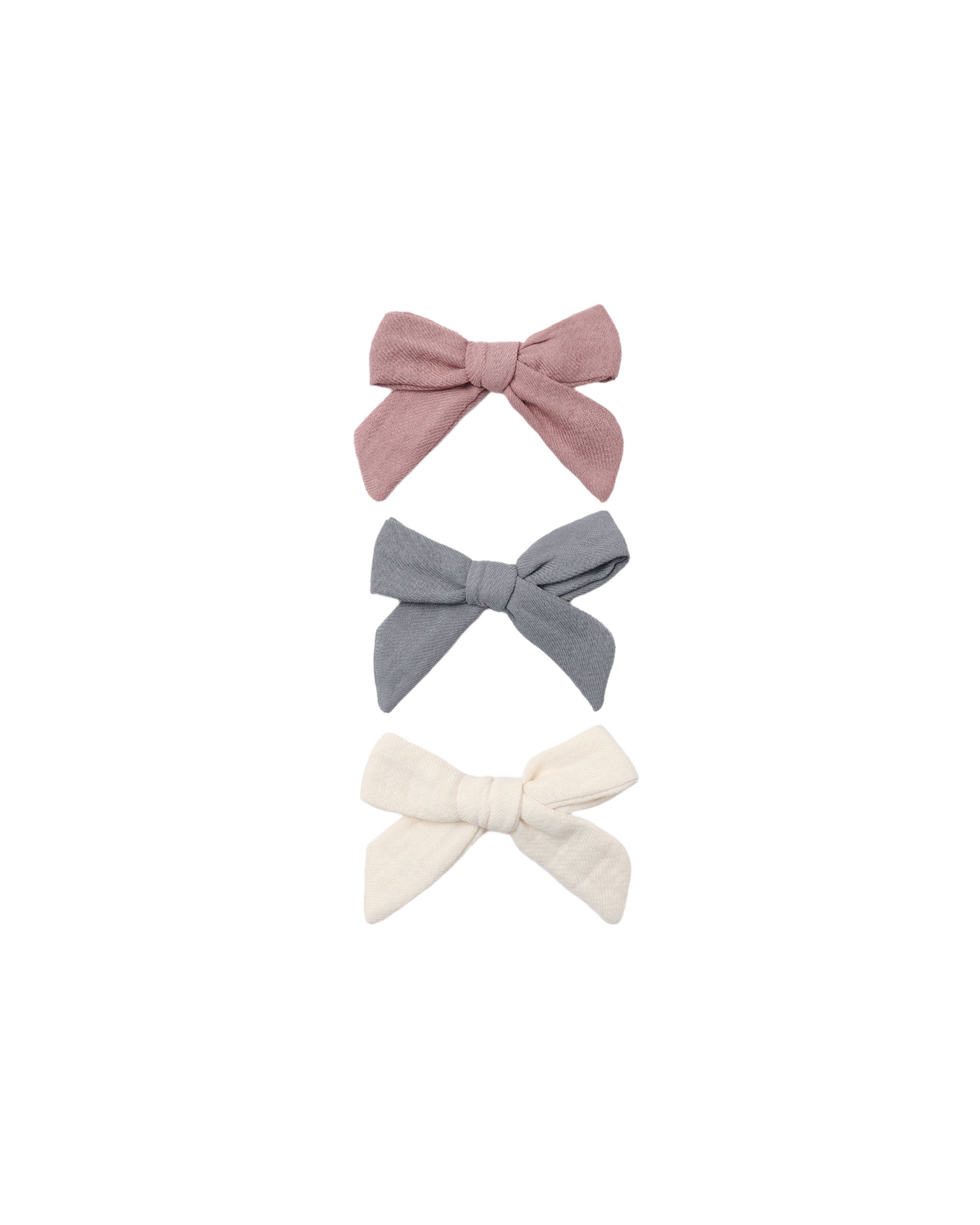 PRE-ORDER - Bow Clip 3Pk - Mulberry/Slate/Natural
