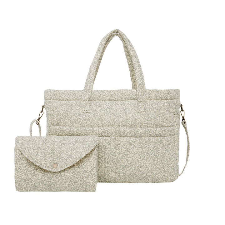 Quincy Mae Diaper Bag + Changing Pad Set - Green Garden