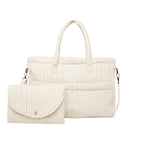 Diaper Bag + Changing Pad Set - Oat Check